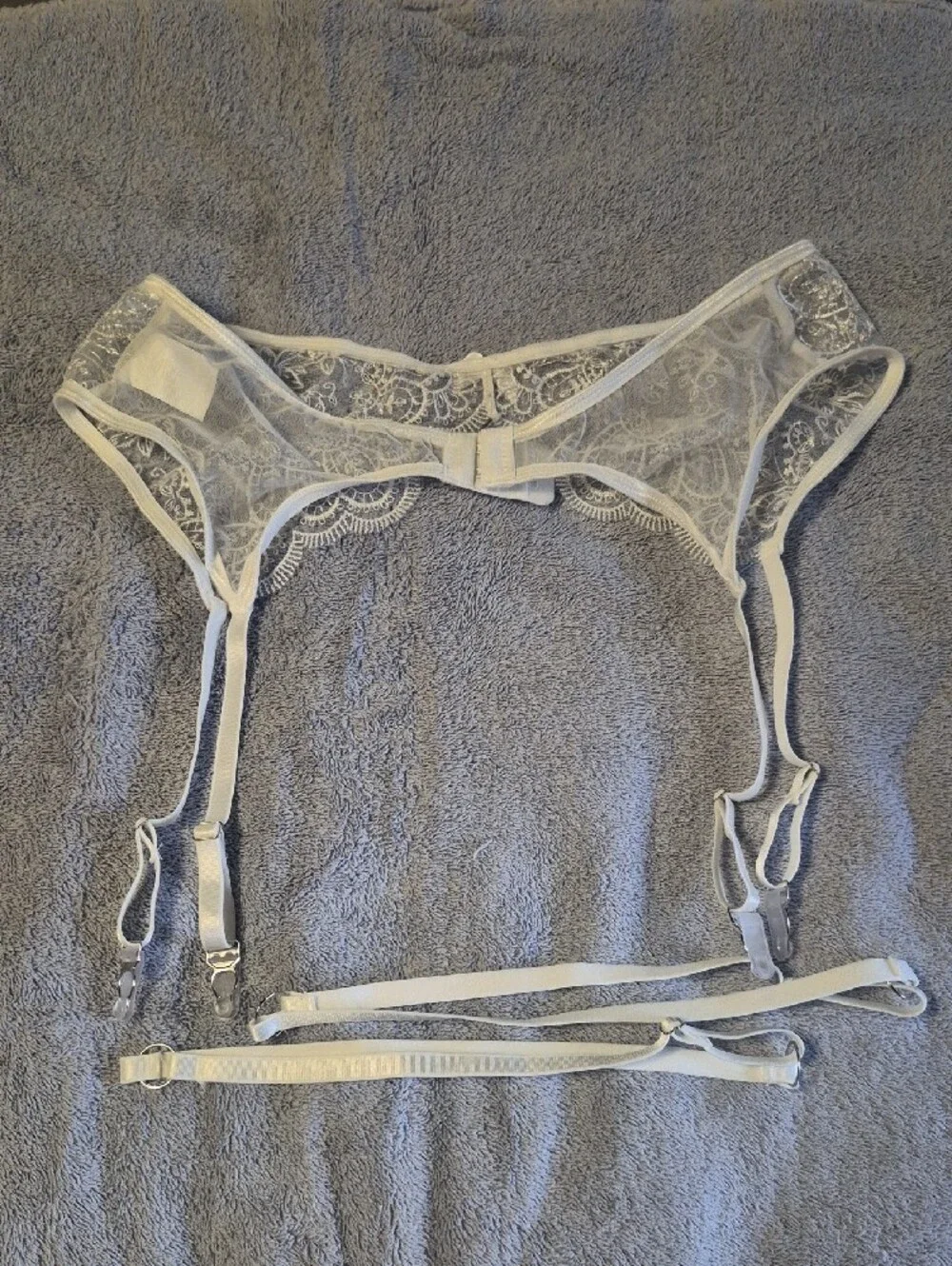 Sheer Lace Garter Belt - White